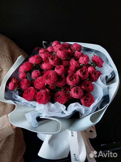 Розы кустовые пионовидные цветы букеты