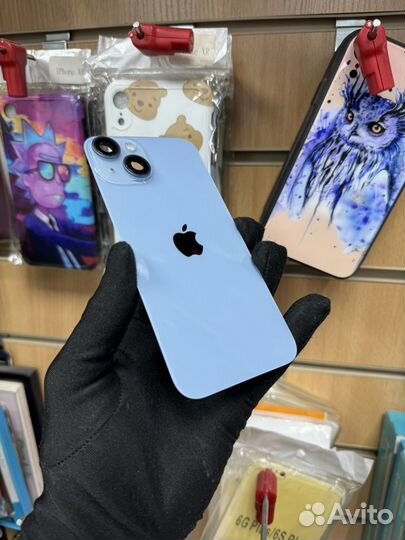 Задняя крышка iPhone 14 голубая снятый оригинал