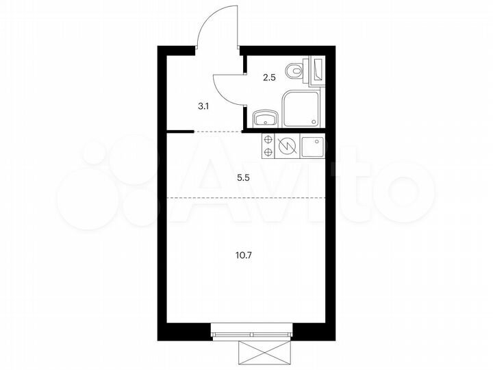 Квартира-студия, 21,8 м², 28/33 эт.
