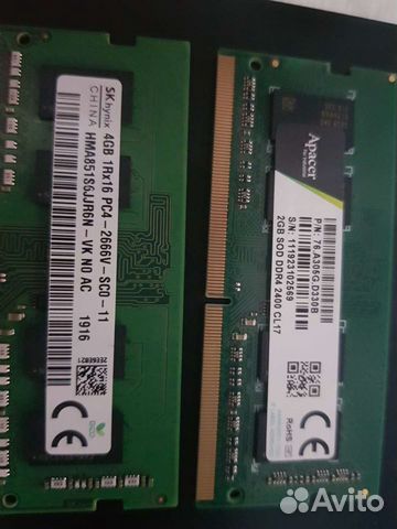 Озу Ddr4 4Gb +2Gb 2400 для ноутбука