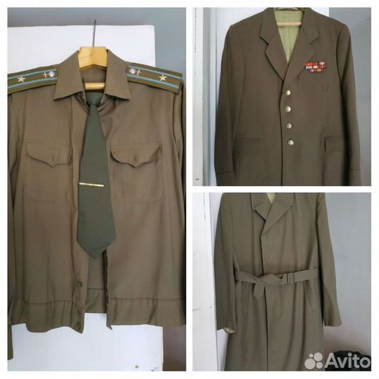 Китель, рубашка, плащ военный, СССР