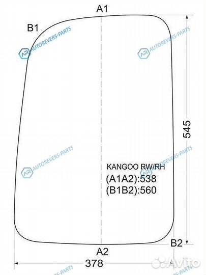 Kangoo rwrh Стекло заднее (распашной двери) правое