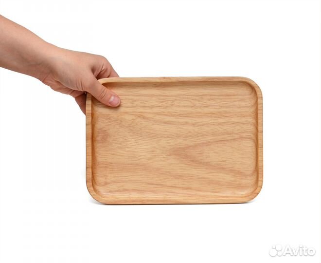 Поднос деревянный плоский 25х18. Тарелка плоская д
