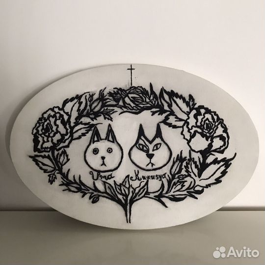 Портретная вышивка на холсте на заказ