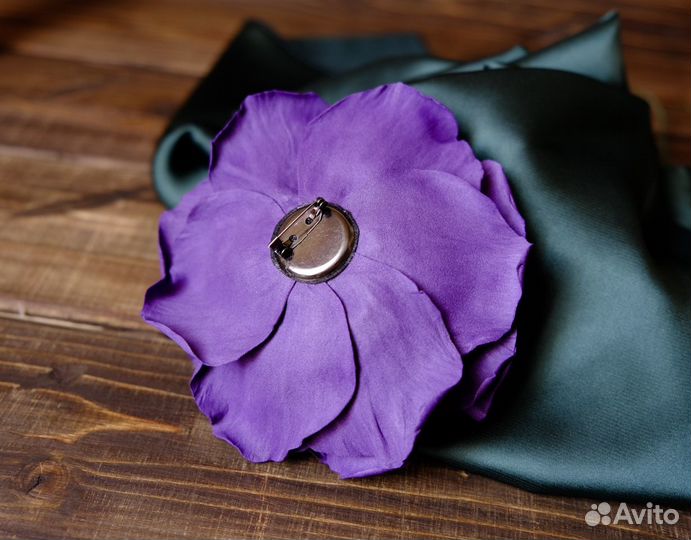 Брошь цветок роза фиолетовая 12 см