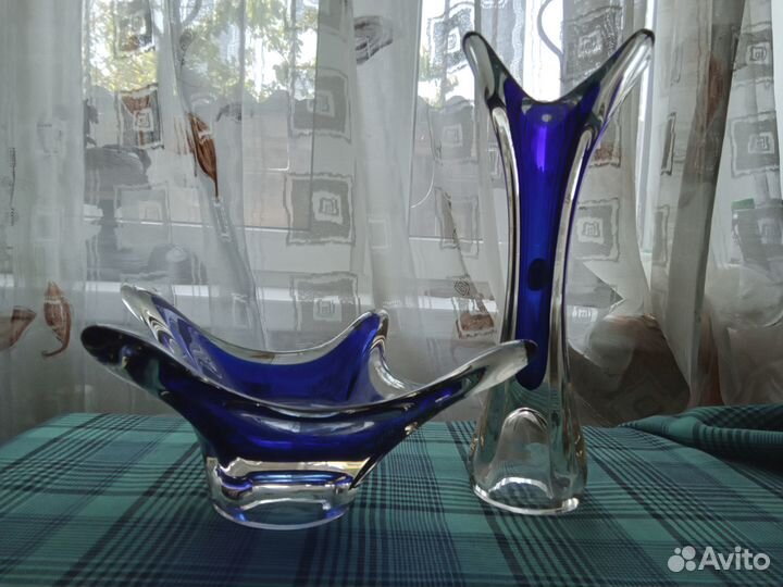 Ваза для цветов и кофетница из стекла