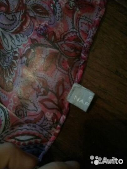 Палантин зеленый кремовый шелк шарф фиалковый