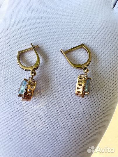 Золотые серьги с топазами