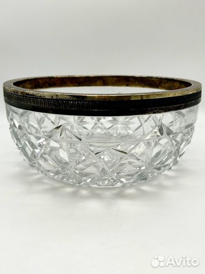 Большая ваза хрусталь серебро 84 проба вес 2 кг