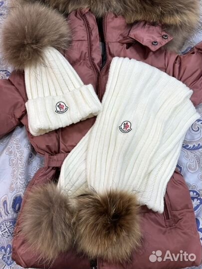 Комплект шапка, шарф moncler для девочки мальчика