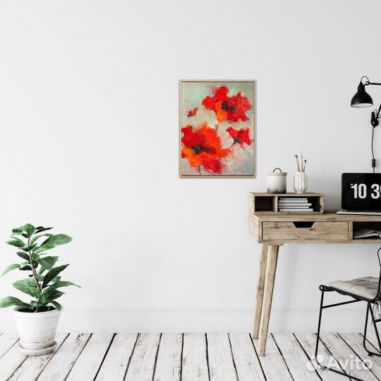 Картина с цветами красные маки маслом