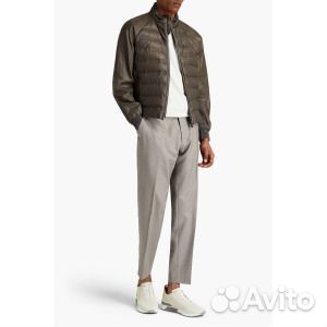 Стеганая куртка из перфорированной кожи zegna, сер