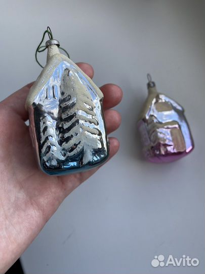Елочные новогодние игрушки СССР домики