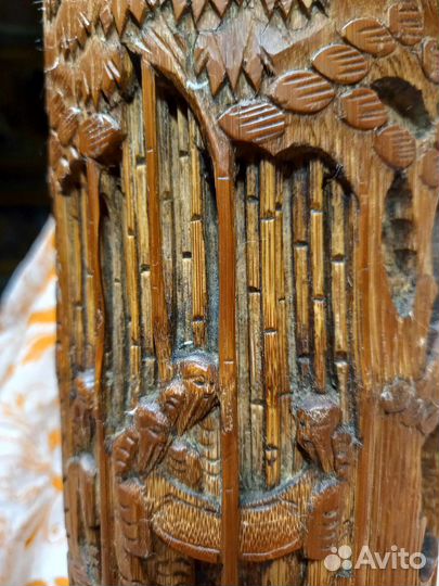 Старинная китайская резная ваза для кистей. 19 век