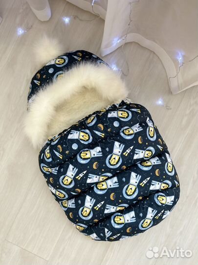 Конверт зимний на овчине на выписку, для коляски