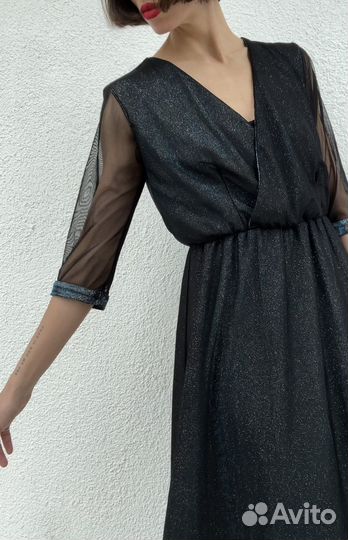 Платье с блестками в сетку