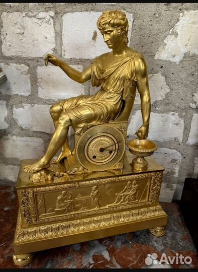 Александр Македонский бронза золото часы антик кам