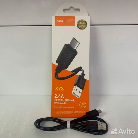 Кабель microusb hoco X73 1м, 2.4A,черный