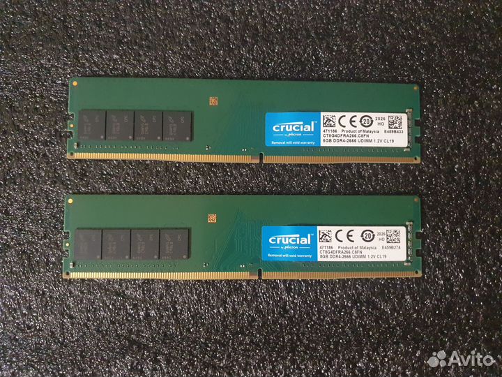 Оперативная память Crucial ddr4 2х8gb 2666