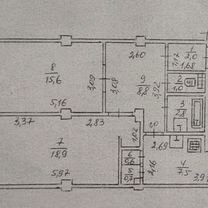 2-к. квартира, 58 м², 3/3 эт.