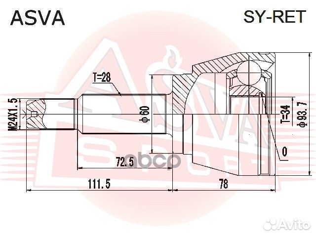 Шрус внешний перед прав/лев ssangyong/ rext