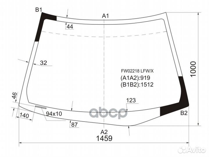 Стекло лобовое honda civic VII 2D CPE 01-05 FW0