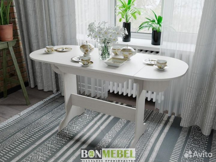 Стол обеденный раскладной Белый