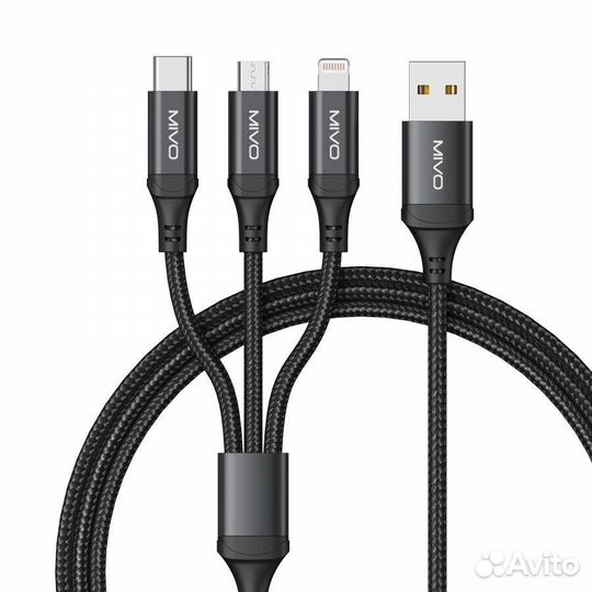 Кабель 3В1 micro USB + type-C + lightning
