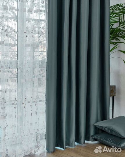 Комплект Шторы и Тюль Адора Базальтовый+Мона