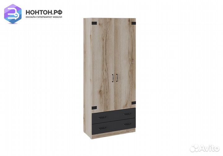 Шкаф 2-дверный Окланд фон черный / дуб делано