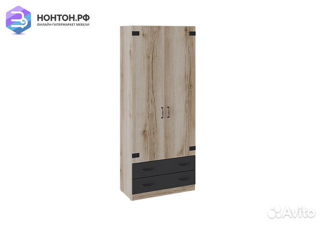 Шкаф 2-дверный Окланд фон черный / дуб делано