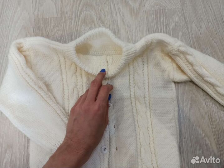 Новая Вязаная 110 см кофта детская тёплая весенняя