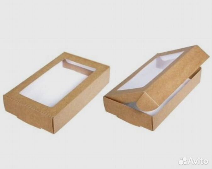 Крафт коробка универсальная с окном 20*12*4