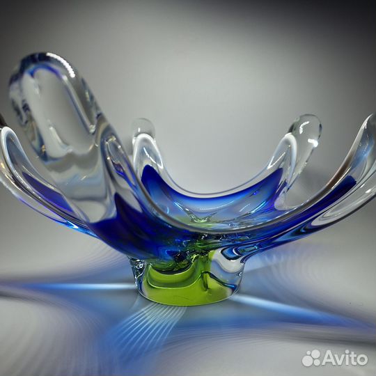 Большая винтажная ваза фруктовница Богемия