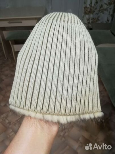 Шапка норковая вязаная женская