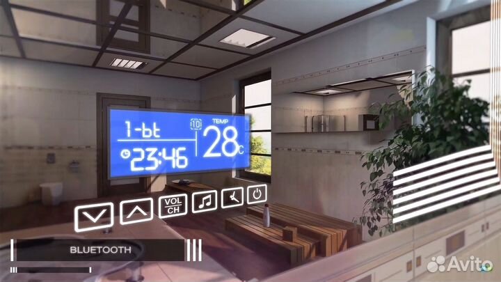 Зеркало в ванную с подсветкой и музыкой Розаура