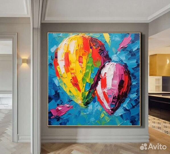 Текстурная картина маслом воздушные шары