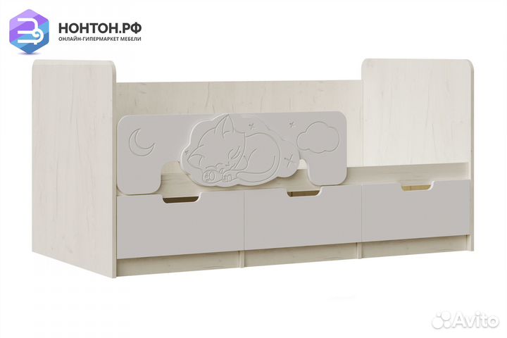 Кровать Юниор-4 шарли белый / дуб крафт белый