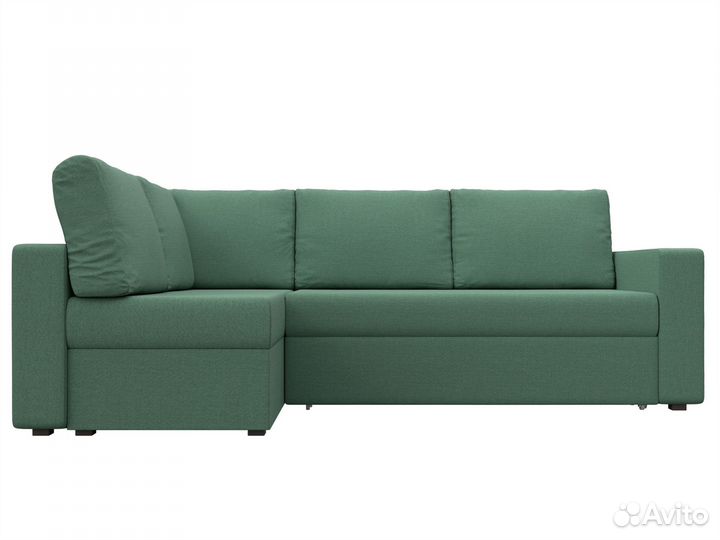 Диван угловой Оливер левый угол, рогожка, амур зеленый