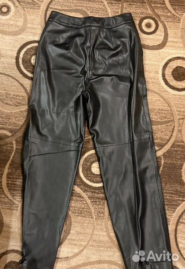 Кожаные брюки женские 44