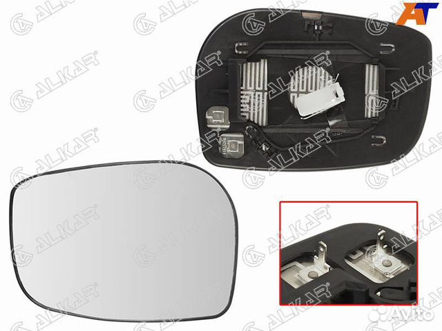 Полотно зеркала Toyota Avensis (T250) 06-08 (Справа/ Обогрев/ Сферическое)