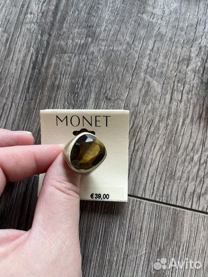 Monet, винтаж, кольцо камень тигровый глаз