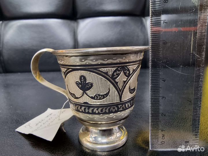 Серебряная чашка и блюдце Кубачи 925