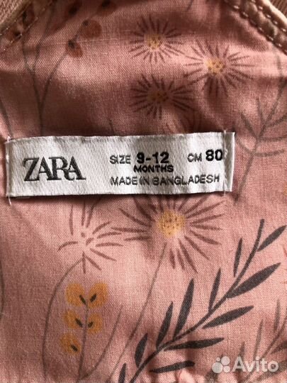 Розовый джинсовый сарафан для девочки zara, 80