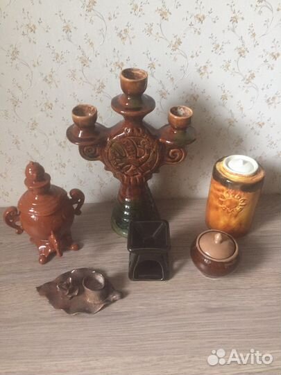 Керамика СССР : подсвечник, самовар, банка