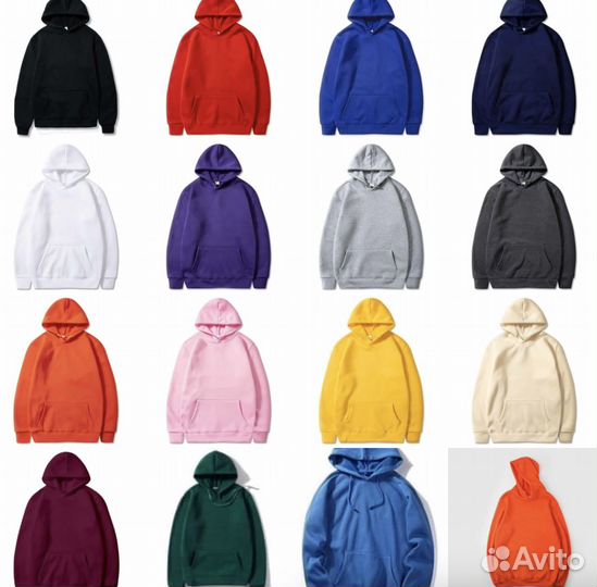 Худи unisex однотонные в ассортименте