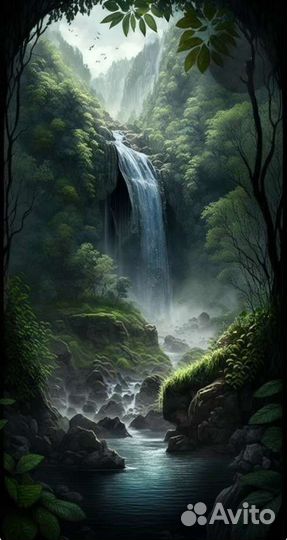 Картины маслом природа леса водопады