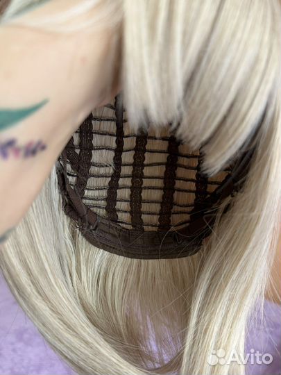 Парик каре блонд с челкой