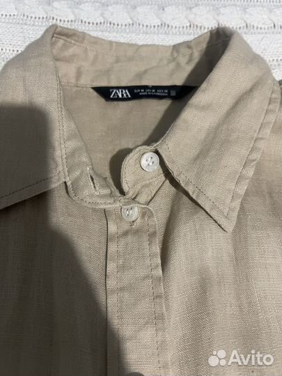 Рубашка лен zara женская