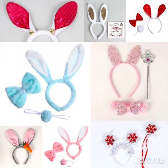 Ушки зайчика ободок, диадема, маска